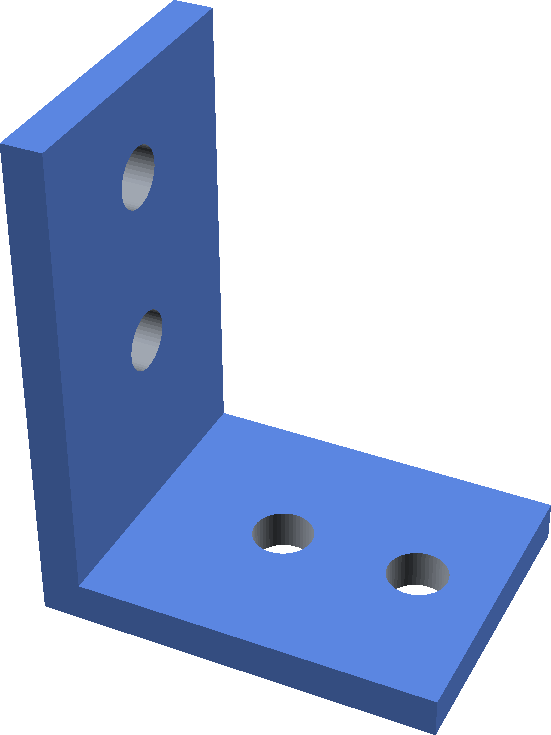 3D-Modell: Möbelwinkel 40 × 50 mm mit vier Bohrungen für M6